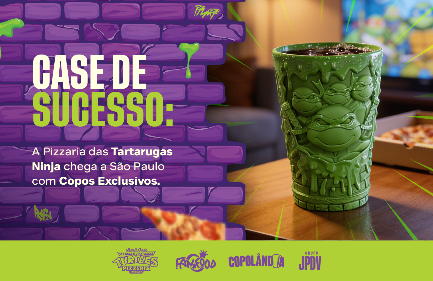 Copos 3D da Pizzaria das Tartarugas Ninja