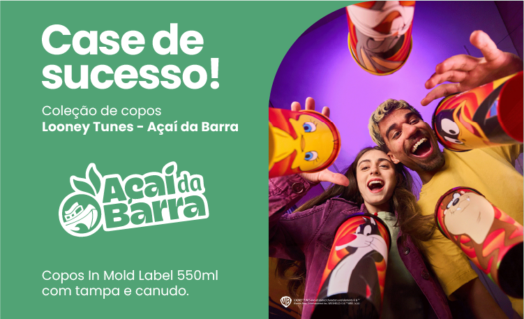Copos Colecionáveis do Looney Tunes no Açaí da Barra